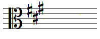 A major key signature in alto clef