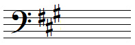 A major key signature in bass clef