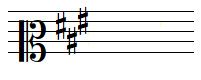 A major key signature in mezzo-soprano clef