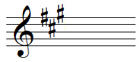 A major key signature in treble clef