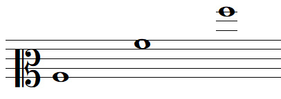 Some A notes in mezzo-soprano clef