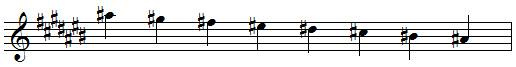 A sharp descending melodic minor scale
