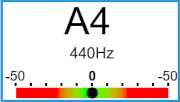 Screen of A4 note tuner, reference frequency 440 Hertz Screen of A4 note tuner, reference frequency 440 Hertz