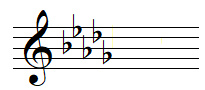 D flat major key signature in treble clef