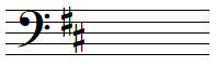 d major key signature in bass clef