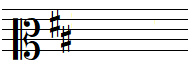 d major key signature in mezzo-soprano clef