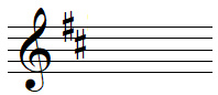 d major key signature in treble clef
