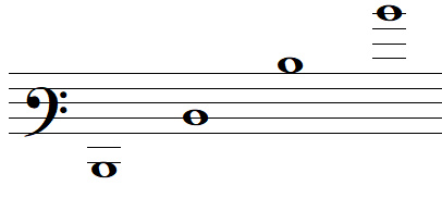 Some D notes in baritone clef