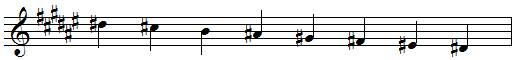 D sharp descending melodic minor scale