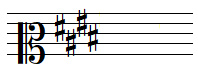 E major key signature in mezzo-soprano clef