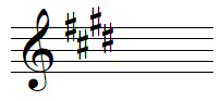 E major key signature in treble clef
