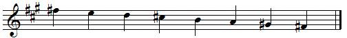 F sharp descending melodic minor scale