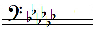 G flat major key signature in bass clef