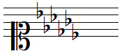 G flat major key signature in soprano clef