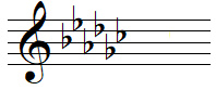 G flat major key signature in treble clef