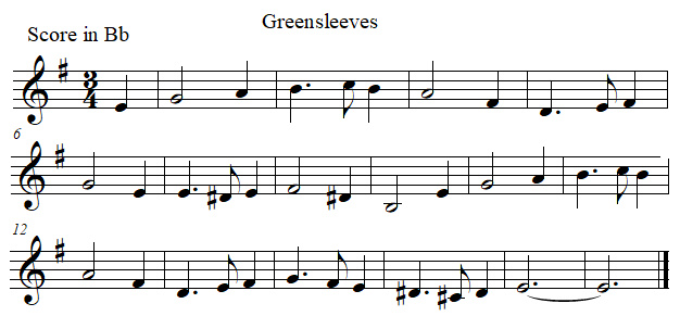 Greenleeves in B flat