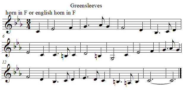 Greenleeves in F from E flat Greenleeves in F from E flat