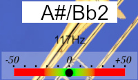 B♭ note on a trombone tuner screen B♭ note on a trombone tuner screen