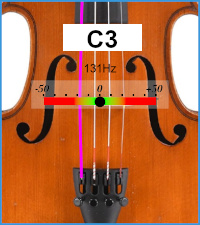 Viola tuner screen for note C3, reference frequency 442 Hertz Viola tuner screen for note C3, reference frequency 442 Hertz