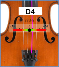 Viola tuner screen for note D4, reference frequency 442 Hertz Viola tuner screen for note D4, reference frequency 442 Hertz