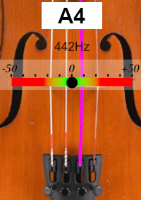 Violin tuner screen for note A4, reference frequency 442 Hertz Violin tuner screen for note A4, reference frequency 442 Hertz